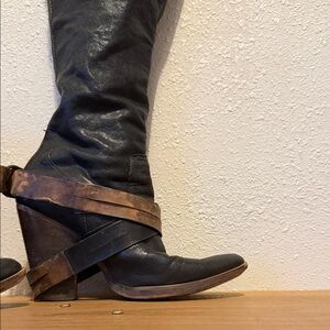 Jessica Simpson Black and Brown Heeled Boots